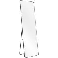 160 x 50cm Black Framed Rounded Rectangle Full Length Mirror - Standing or Wall-Mounted