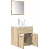 Berkfield Home 3 Piece Bathroom Furniture Set Sonoma Oak Engineered Wood in Brown