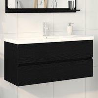 Berkfield Home Sink Cabinet with Built-in Basin Black Oak Engineered Wood