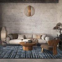 Desire Rugs Belgravia Living Room Area Rug Metallic Sheen Modern Nexus Design in Navy | Size: 200 cm x 290 cm