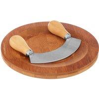 Orsina Bamboo Chopping & Serving Board With Mezzaluna Chopper, Cutting Board Set, Cutting Board & Herb Chopper in Natural