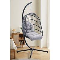 Living and Home 125cm x 53cm Outdoor Waterproof Tufted Swing Seat Cushion in Light Grey | Size: 125 cm x 53 cm