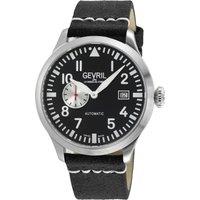 Gevril Men's Vaughn Swiss Made Automatic SA110 Black Leather Watch