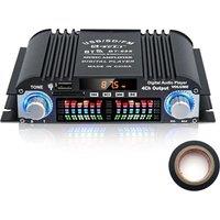 Hinsinc USB SD FM Remote 1600W Digital Power Amplifier Bluetooth Stereo HiFi Audio 4CH in Black