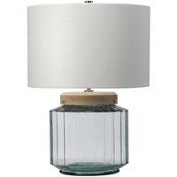 Loops Table Lamp White Shade Metalwork Polished Nickel Glassware Clear LED E27 60W in Metallics