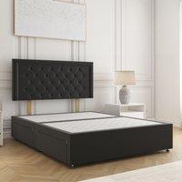 BSSPOKE Nova Plush Velvet Divan Bed 24 Headboard 4 Drawers & No Mattress in Black | Size: Super King