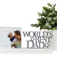 Widdop Men's Celebrations 'Worlds Best Dad' Decorative Photo Frame - 4 x 4 in Grey
