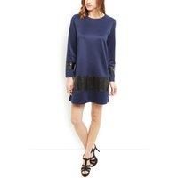 Cutie London Women's Leatherette Panel Mini Dress in Navy | Size: 8