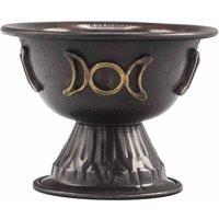 KDMD Antique Copper Ritual Chalice Triple Moon 10x8cm in Black | Size: 10x8 cm