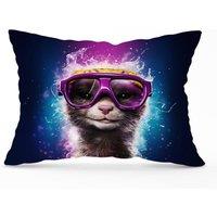 Warren Reed - Designer Splashart Ferret Purple Cushions | Size: 45 cm x 45 cm