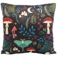 KDMD 35cm Square Dark Forest Print Cushion in Black