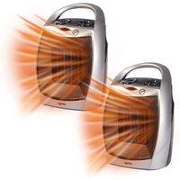 Igenix Ceramic Electric Fan Heater (2 Pack) in Silver