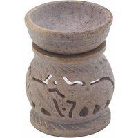 KDMD Small Soapstone Oil Burner 8cm - Elephant in Grey