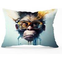 Warren Reed - Designer Monkey Splashart Cushions in Blue | Size: 60 cm x 60 cm