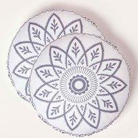 Homescapes Luxury Waterproof Henna Round Grey Outdoor Cushion 40 cm, Set of 2 | Size: 40 cm x 40 cm