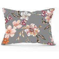 Warren Reed - Designer Peony, Lily, Tulip, Daisy Colorful Cushions in Grey | Size: 60 cm x 60 cm
