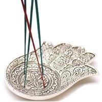KDMD Polished Aluminium Lrg Hamsa Incense Holder in Silver