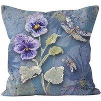 Claire Louise Powder Bloom Pansies 45cm x 45cm Double Sided Cushion | Size: 45 cm x 45 cm