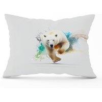 Warren Reed - Designer Charging Polar Bear Cushions in White | Size: 60 cm x 60 cm
