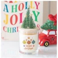 KDMD Merry & Bright Bauble Cinnamon & Spice Glass Candle with Tree in White