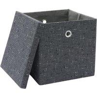 MANTRARAJ Shadow Paper Lidded Storage Boxes With Lids Collapsible Storage Baskets in Dark Grey
