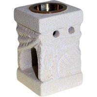 KDMD Stone Oil Burner - Carved Leaf in White
