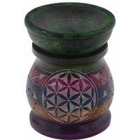 KDMD Soapstone Oil Burner 10cm - Flower of Life - Five Colours