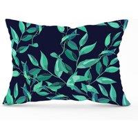 Warren Reed - Designer Delicate Green Foliage Cushions in Blue | Size: 45 cm x 45 cm