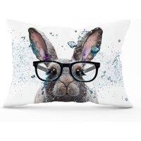 Warren Reed - Designer Rabbit Splashart Cushions in Grey | Size: 45 cm x 45 cm