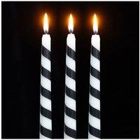 KDMD Set of 3 Black Candy Cane Taper Candles