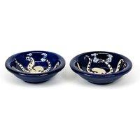 Verano Spanish Ceramics Signature Blue & White Octopus Hand Painted Ceramic Set of 2 Tapas Bowls (Diam) 12cm