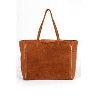 Sarta Women's Denver Italian Suede Large Tote Bag - Brown