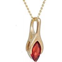 Ojewellery Women's 9ct Yellow Gold Minimalist Marquise Garnet Necklace in Red | Size: 18 inches