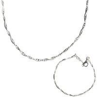 Spero London Women's Twisted Beads Sterling Silver Chain Necklace & Bracelet Set