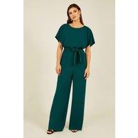 Mela Women's Black Batwing Stretch Jumpsuit in Green | Size: 12