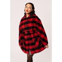 Hell Bunny Women's Manhattan Red & Black Tartan A Line Coat | Size: XL