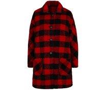 Hell Bunny Women's Manhattan Red & Black Tartan A Line Coat | Size: XS