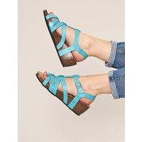Moshulu Women's 'Polperro' Strappy Cork Wedge Sandals in Bright Blue | Size: 6.5