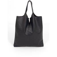 Sarta Women's Paloma Italian Leather Shoulder Bag - Navy Blue, Pebbled