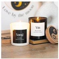 KDMD Set of 2 Yin Yang Black Oud & Coconut Candles in White