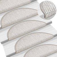 Berkfield Home Stair Mats Self-adhesive Sisal-Look 15 pcs 56x17x3 cm Platina in Beige | Size: Medium