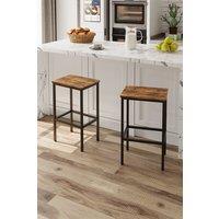 Living and Home Set of 2 Bar Stools with Footrest in Brown