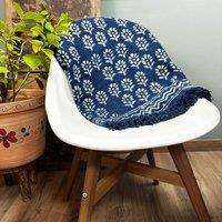 KDMD Handmade Indigo Throw - 170x120cm - Chhota Flower in Blue | Size: 170x120 cm