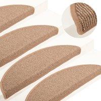 Berkfield Home Carpet Stair Treads 15 pcs Light Brown 65x21x4 cm | Size: Medium