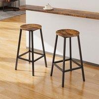 Living and Home Set of 2 Bar Stools with Footrest in Brown