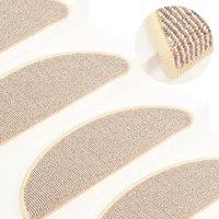 Berkfield Home Carpet Stair Treads 15 pcs White & Brown 65x21x4 cm | Size: Medium