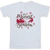 Disney Girl's Mickey Mouse Sleigh Cotton T-Shirt in White | Size: 7-8 Years