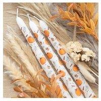 KDMD Set of 3 Pumpkin Taper Candles in White