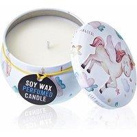 KDMD Art Tin Candle - Assorted Design - Unicorns - Moonstone in White