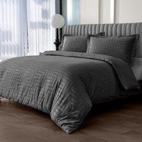 Velosso Satin Style Duvet Cover Pillowcase Set Soft Texture & Easy Care in Black | Size: King